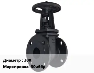 Задвижка чугунная 300 30ч6бр параллельная